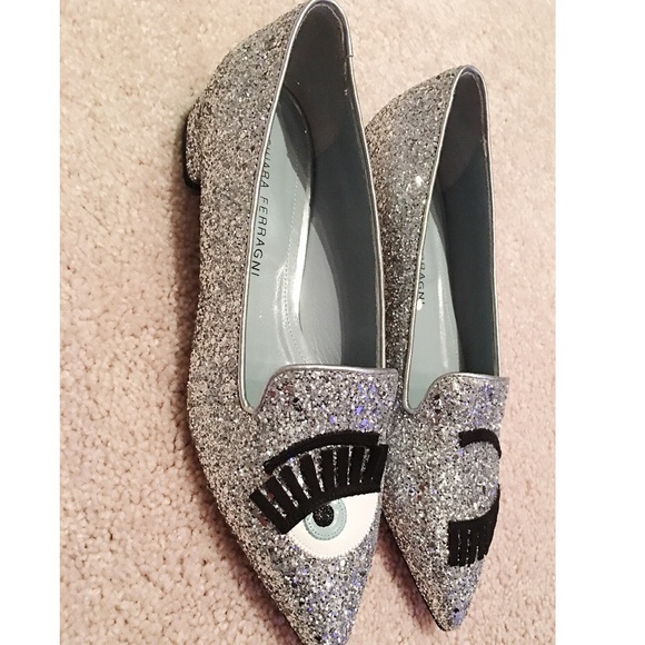 Chiara Ferragni Flirting Eyes Pointy Toe Flats - Picture 4 of 7